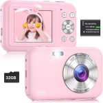 Digital Camera, FHD 1080P Kids Camera with 32GB Card, 44MP Point and Shoot Camera 16X Zoom Anti Shake, Compact Small Digital Cameras Gift for Kids Teens Students Boys Girls Beginners